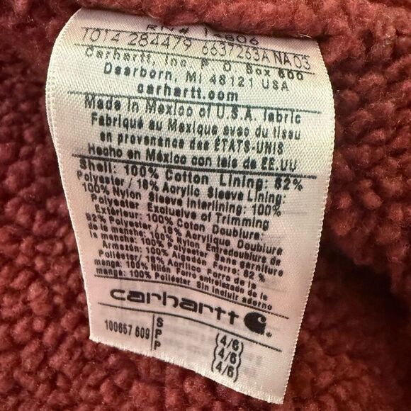 Carhartt Sandstone Berkley Sherpa Lined Canvas Hooded Barn Coat Size S (4/6) - Picture 9 of 12